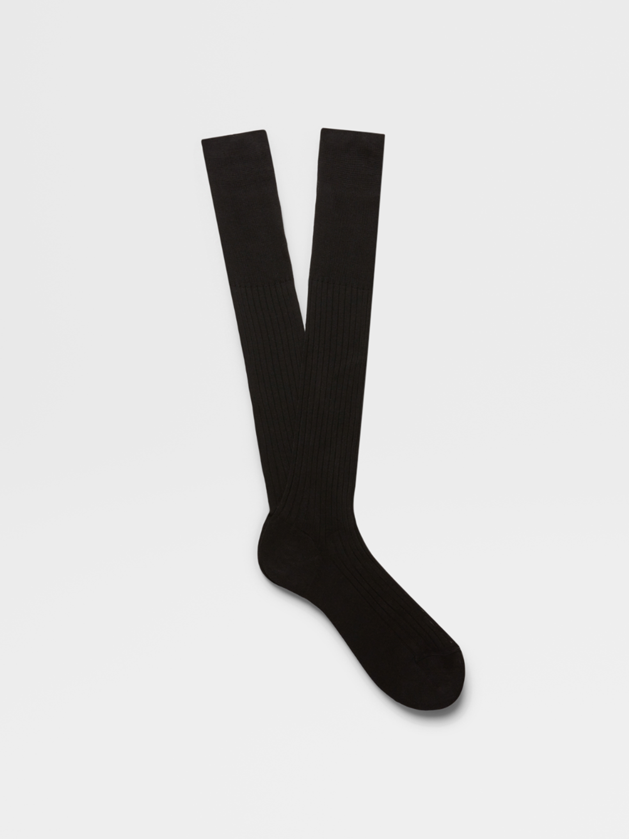 Black Cotton Ribbed Knee Socks